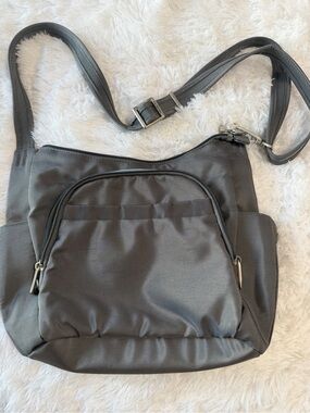 Women's Dark Gray Travel Crossbody Bag with Front Zip Pocket